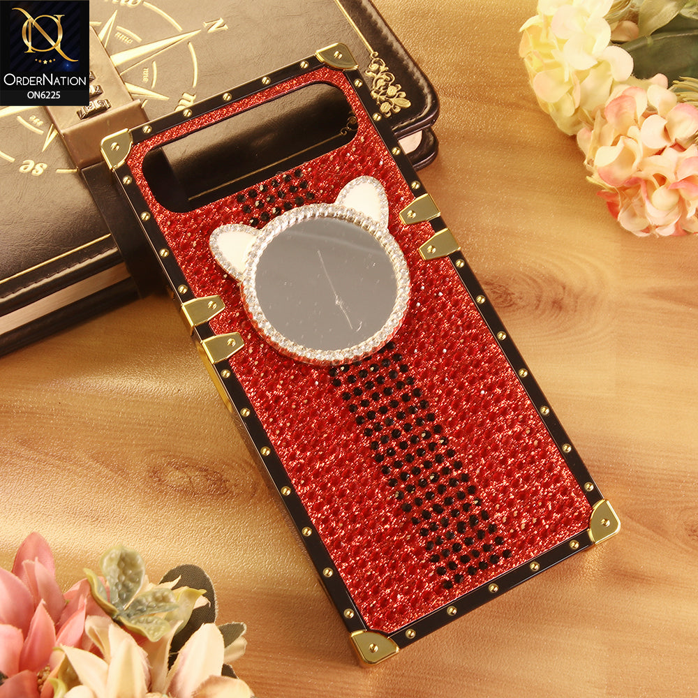 Infinix Smart 10 Plus Cover -  Red - New Glamorous Bling Phone Cover with Crystal Animal Design Ring Holder