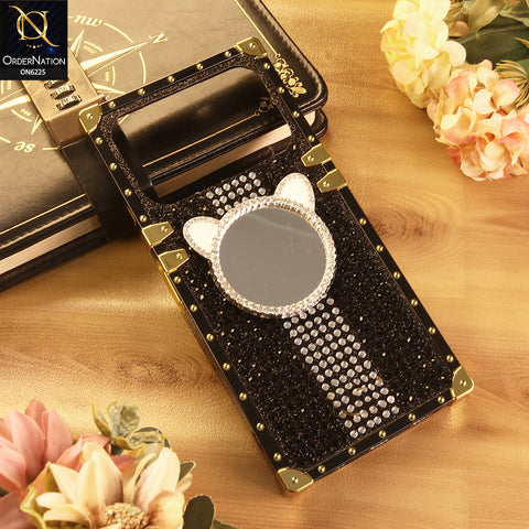 Tecno Spark 40 Cover -  Black - New Glamorous Bling Phone Cover with Crystal Animal Design Ring Holder