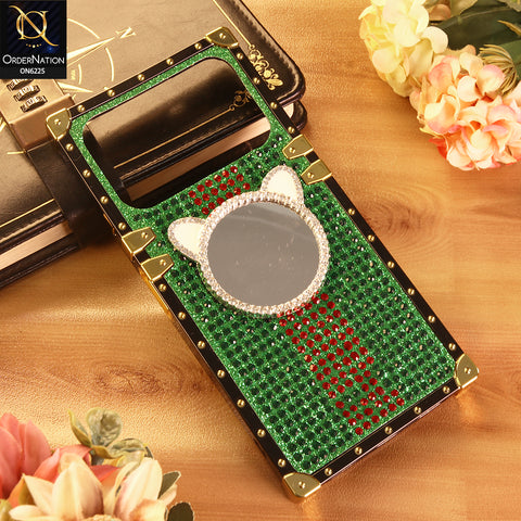 Tecno Spark 40 Cover -  Green - New Glamorous Bling Phone Cover with Crystal Animal Design Ring Holder