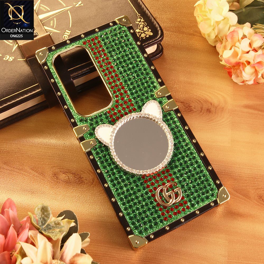 Tecno Spark 40 Pro Plus Cover -  Green - New Glamorous Bling Phone Cover with Crystal Animal Design Ring Holder