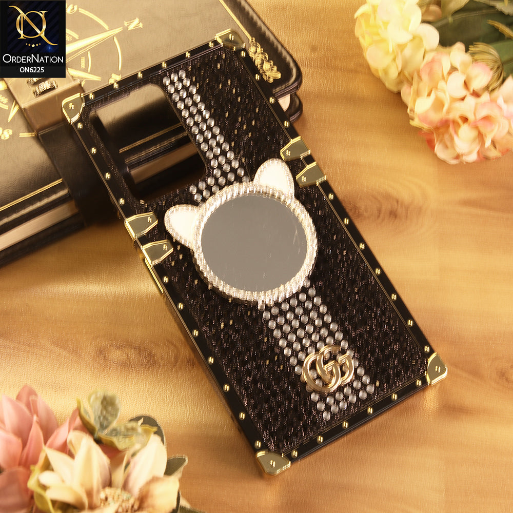 Vivo Y02A Cover -  Black - New Glamorous Bling Phone Cover with Crystal Animal Design Ring Holder