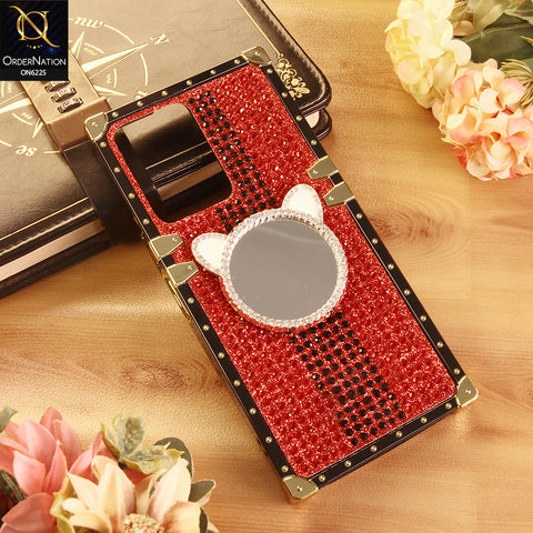 Vivo Y11 2023 Cover -  Red - New Glamorous Bling Phone Cover with Crystal Animal Design Ring Holder
