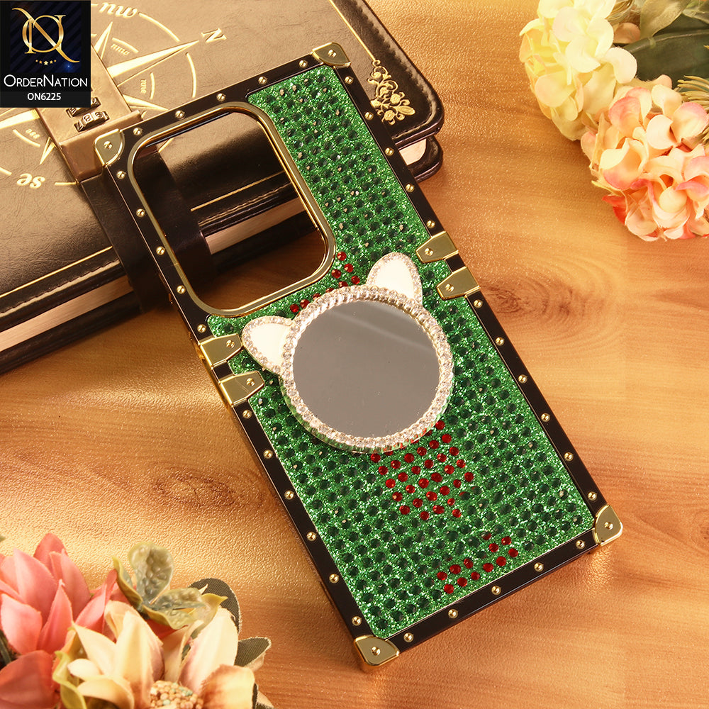 Vivo Y29 4G Cover -  Green - New Glamorous Bling Phone Cover with Crystal Animal Design Ring Holder
