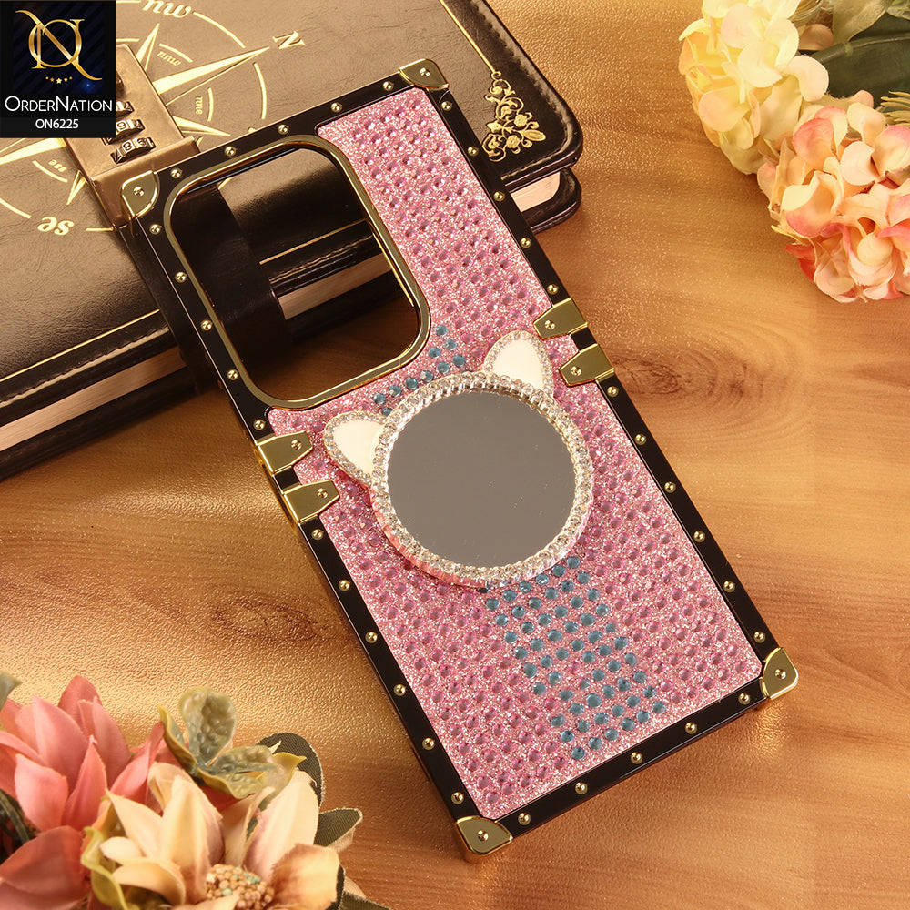 Vivo Y29 4G Cover -  Pink - New Glamorous Bling Phone Cover with Crystal Animal Design Ring Holder