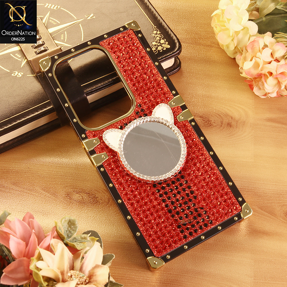 Vivo Y300t / Vivo T4x Cover -  Red - New Glamorous Bling Phone Cover with Crystal Animal Design Ring Holder