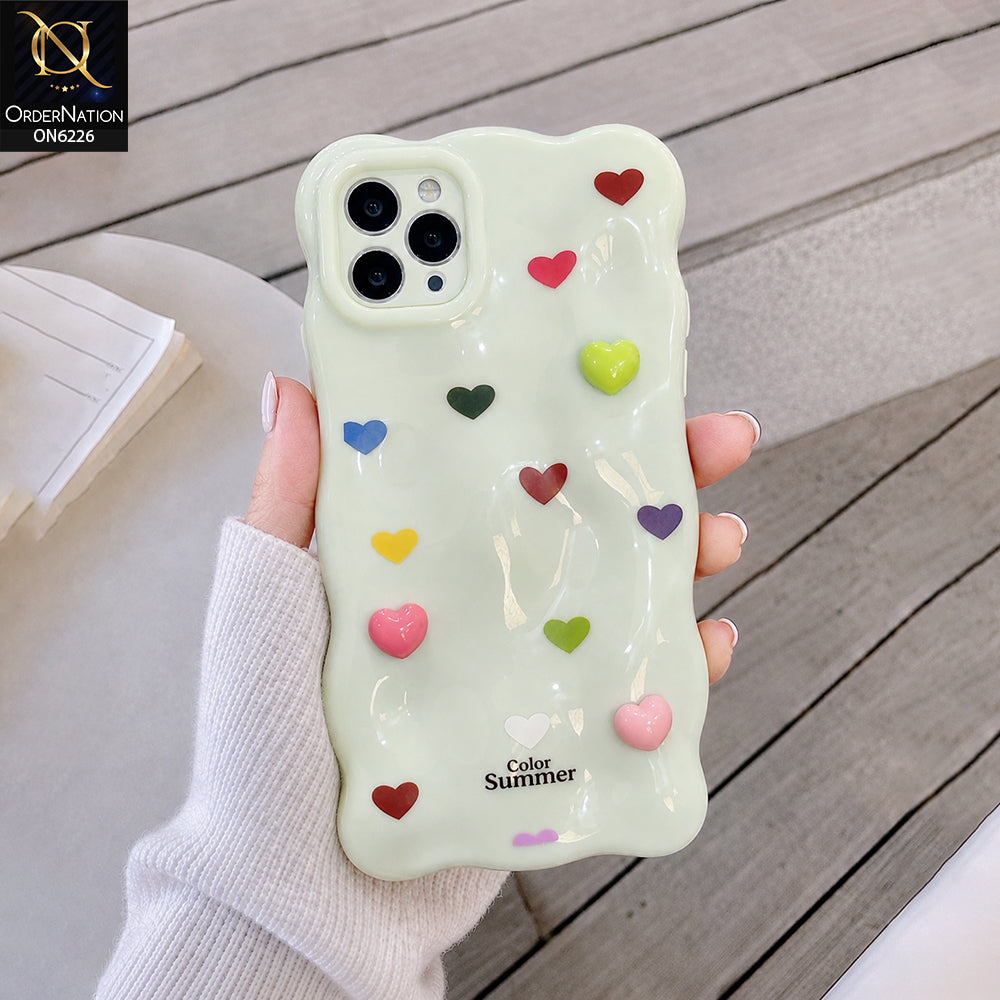 iPhone 11 Pro Max Cover - Light Green - Cute 3D Heart Pattern Soft Protective Phone Case – Shockproof, Anti-Scratch, Stylish Grip Cover for Everyday Use