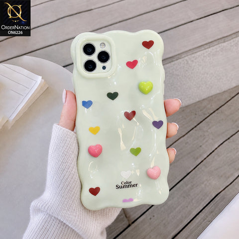 iPhone 11 Pro Max Cover - Light Green - Cute 3D Heart Pattern Soft Protective Phone Case – Shockproof, Anti-Scratch, Stylish Grip Cover for Everyday Use