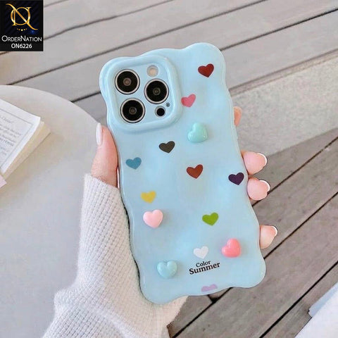 iPhone 15 Pro Max Cover - Blue - Cute 3D Heart Pattern Soft Protective Phone Case – Shockproof, Anti-Scratch, Stylish Grip Cover for Everyday Use