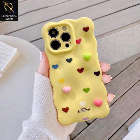 iPhone 16 Pro Max Cover - Yellow - Cute 3D Heart Pattern Soft Protective Phone Case – Shockproof, Anti-Scratch, Stylish Grip Cover for Everyday Use