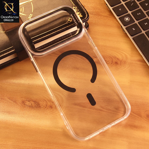 iPhone 17 Pro Max Cover - Black - Transparent Magnetic Case withBlack Metallic Accent Shockproof Phone Cover with Buit in Stand