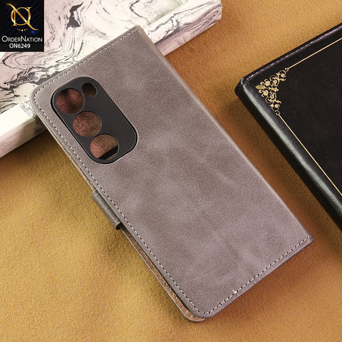 Tecno Spark 40 Pro Plus Cover - Gray - Premium Classic Series Magnetic Leather Wallet Flip book Card Slots Soft Case