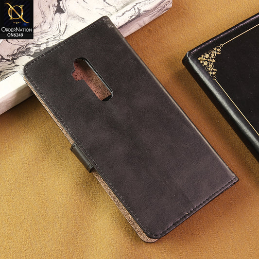 OnePlus 7 Pro Cover -  Black - Premium Classic Series Magnetic Leather Wallet Flip book Card Slots Soft Case