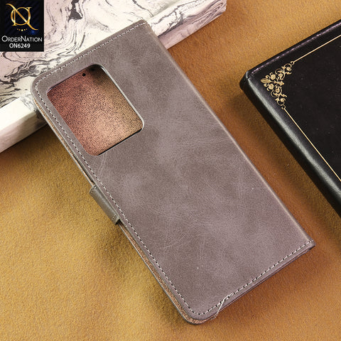 Vivo Y200 5G Cover - Gray - Premium Classic Series Magnetic Leather Wallet Flip book Card Slots Soft Case