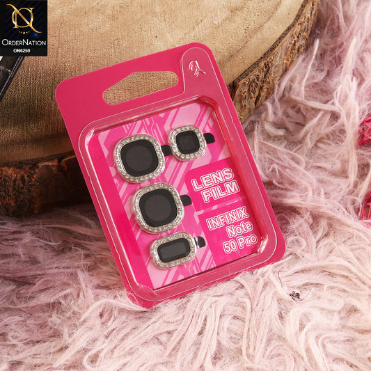 Infinix Note 50 4G Camera Lens - Silver - New Rhinestone Camera Lens Protector – Scratch Resistant Decorative Lens