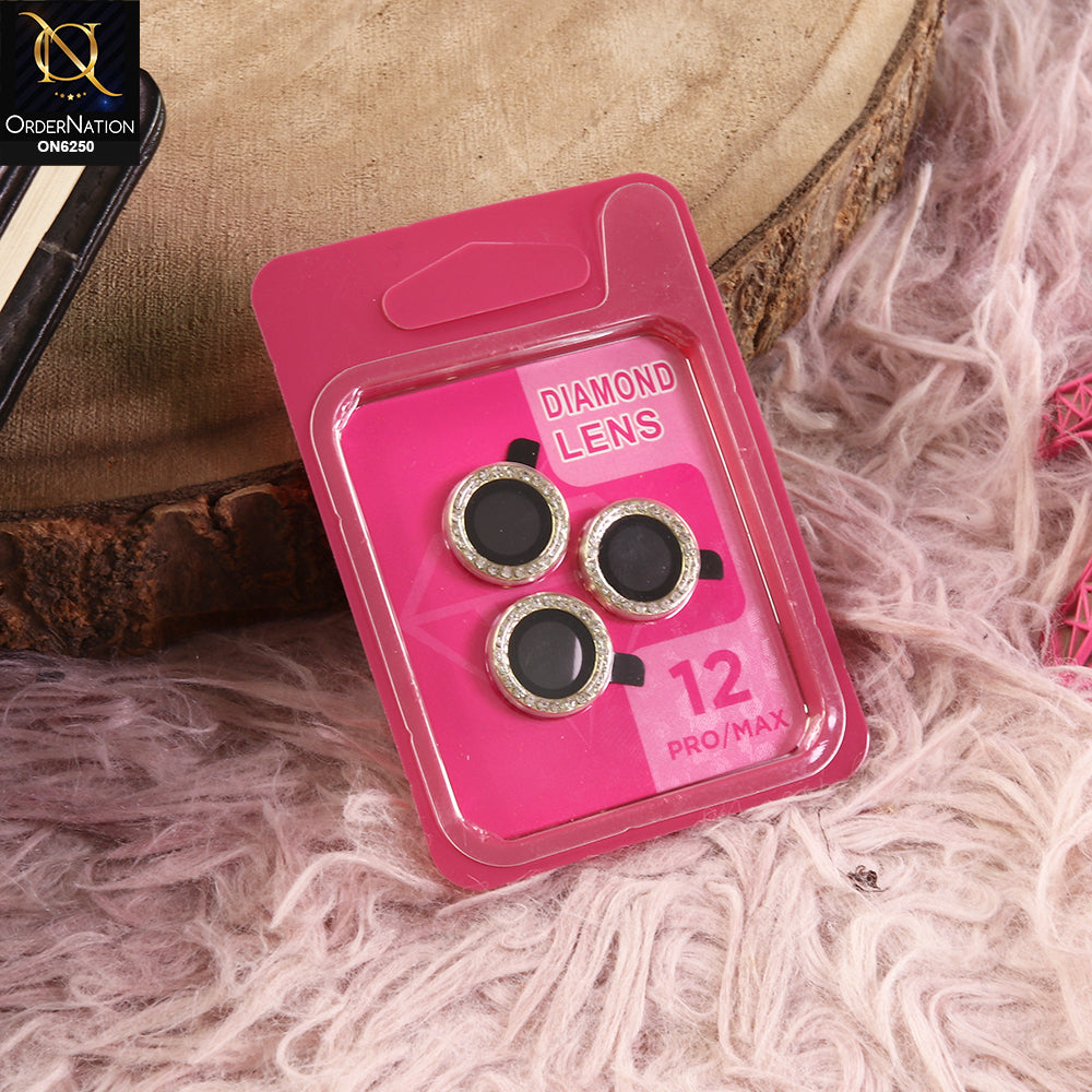 iPhone 12 Pro Max Camera Lens - Silver - New Rhinestone Camera Lens Protector – Scratch Resistant Decorative Lens