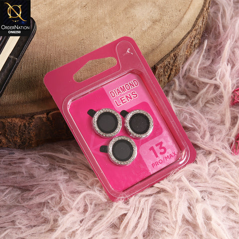 iPhone 13 Pro Max Camera Lens - Silver - New Rhinestone Camera Lens Protector – Scratch Resistant Decorative Lens