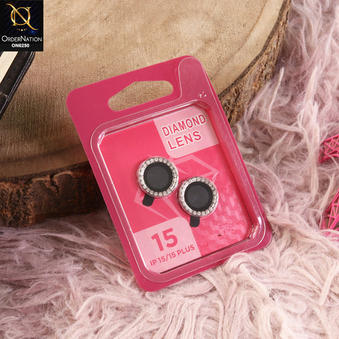 iPhone 15 Plus Camera Lens - Silver - New Rhinestone Camera Lens Protector – Scratch Resistant Decorative Lens