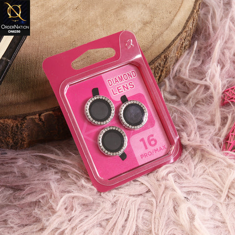 iPhone 16 Pro Max Camera Lens - Silver - New Rhinestone Camera Lens Protector – Scratch Resistant Decorative Lens