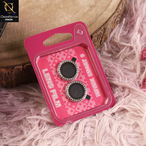 Infinix Smart 9 Camera Lens - Silver - New Rhinestone Camera Lens Protector – Scratch Resistant Decorative Lens