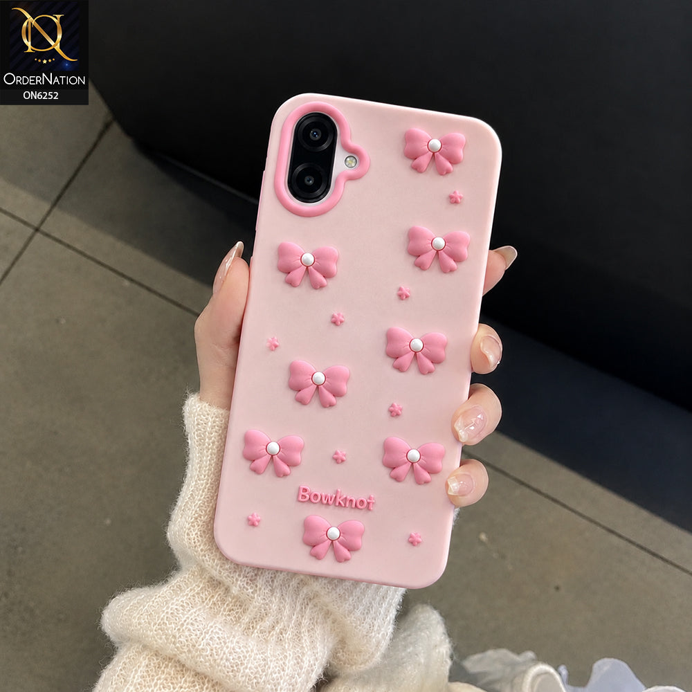 Samsung Galaxy A06 Cover - Pink - 3D Bowknot Flower Phone Case – Cute Bow & Floral Design Protective Cover