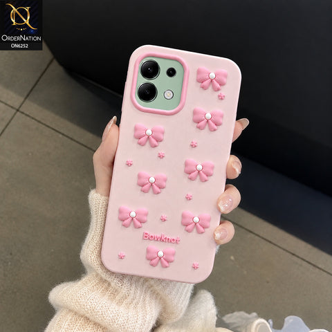 Xiaomi Redmi Note 13 4G Cover - Pink - 3D Bowknot Flower Phone Case – Cute Bow & Floral Design Protective Cover