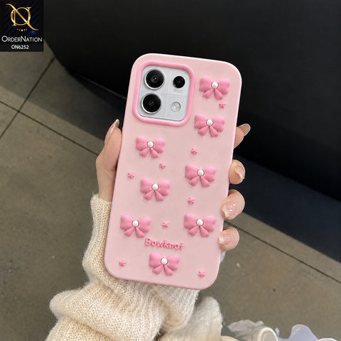 Xiaomi Redmi Note 13 Pro 4G Cover - Pink - 3D Bowknot Flower Phone Case – Cute Bow & Floral Design Protective Cover