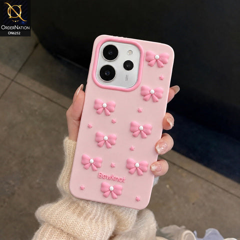 Xiaomi Redmi Note 14 4G Cover - Pink - 3D Bowknot Flower Phone Case – Cute Bow & Floral Design Protective Cover
