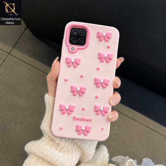 Samsung Galaxy A12 Nacho Cover - Pink - 3D Bowknot Flower Phone Case – Cute Bow & Floral Design Protective Cover