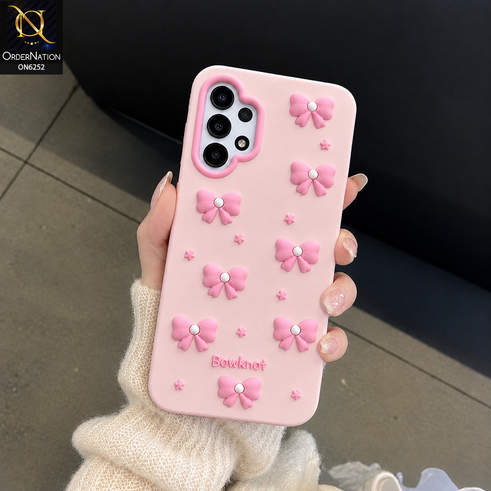 Samsung Galaxy A13 Cover - Pink - 3D Bowknot Flower Phone Case – Cute Bow & Floral Design Protective Cover