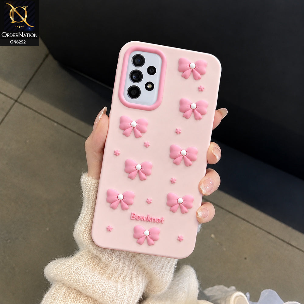 Samsung Galaxy A52 Cover - Pink - 3D Bowknot Flower Phone Case – Cute Bow & Floral Design Protective Cover