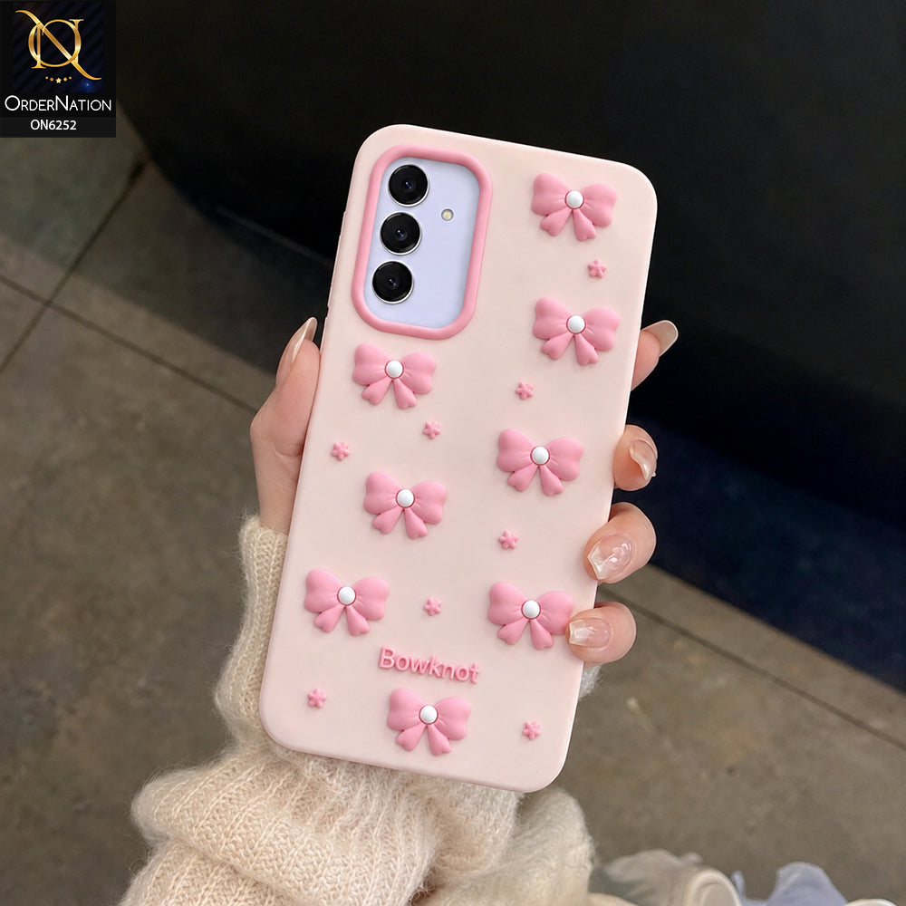 Samsung Galaxy A54 Cover - Pink - 3D Bowknot Flower Phone Case – Cute Bow & Floral Design Protective Cover