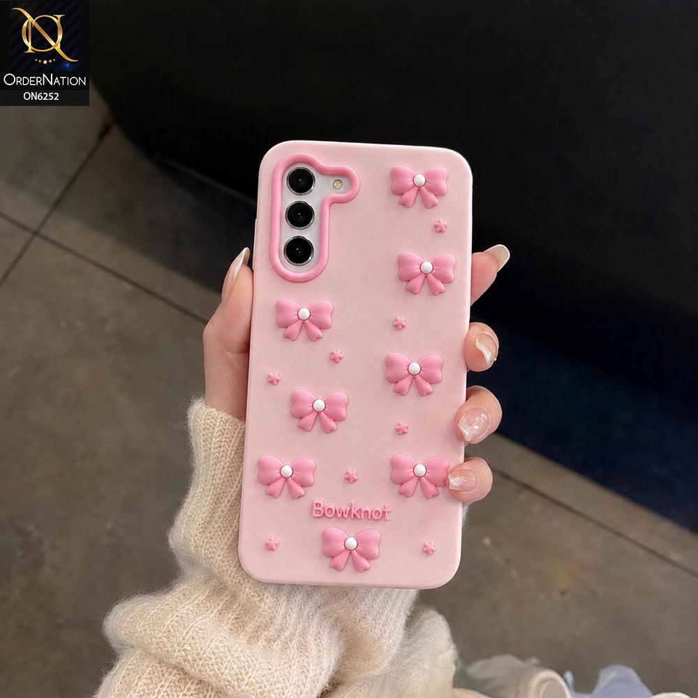 Samsung Galaxy S21 FE Cover - Pink - 3D Bowknot Flower Phone Case – Cute Bow & Floral Design Protective Cover