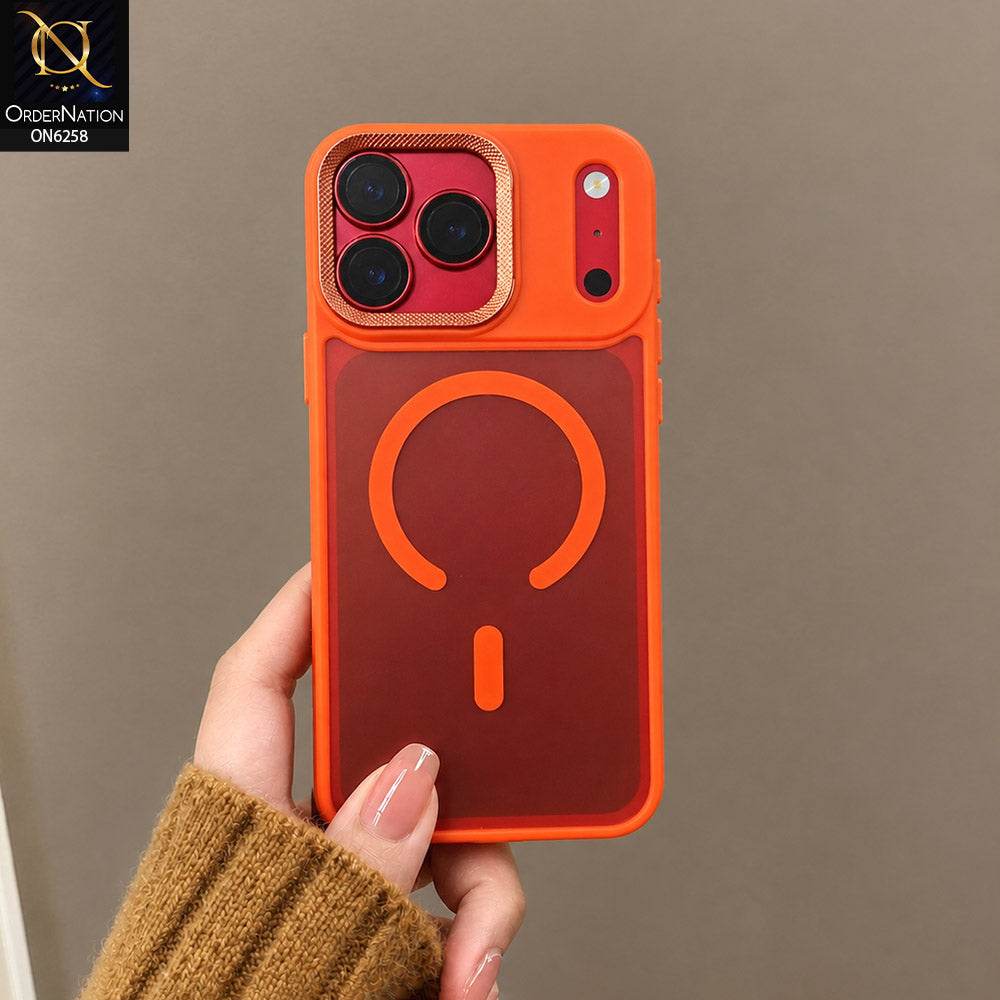 iPhone 17 Pro Max Cover - Orange - Shockproof Protective Phone Case with Raised Camera Lens Guard and Stylish Ring Pattern Design