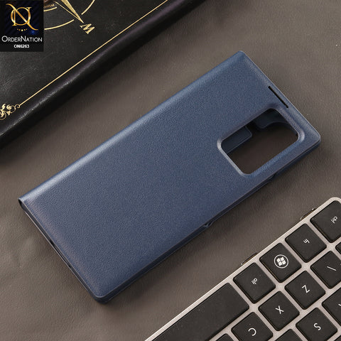 Samsung Galaxy Z Fold 8 Ultra Cover - Blue - New Business Style Leather Flip Cover Case with Transparent View Window