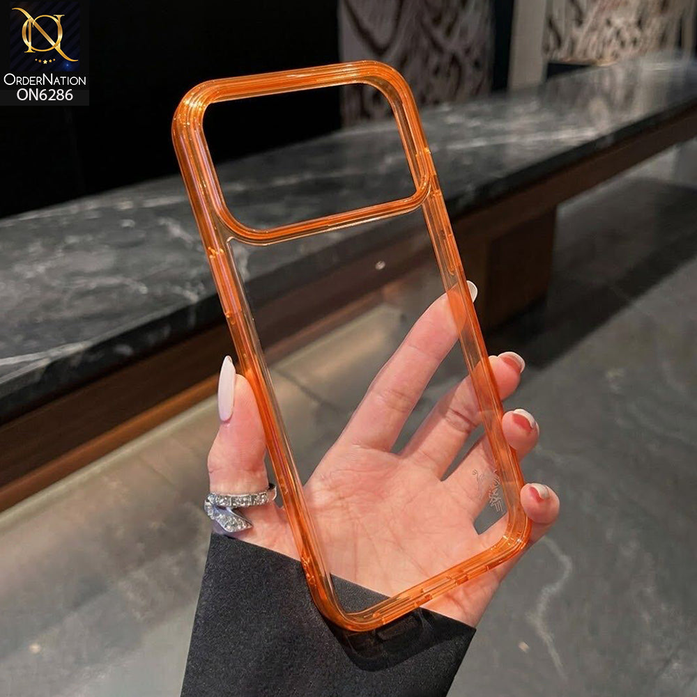 iPhone 18 Pro Max Cover - Orange - Blue Shark Premium Clear Shockproof Protective Mobile Phone Case