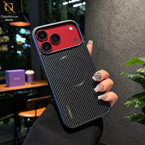 iPhone 17 Pro Max Cover - Black - Carbon Fiber Texture Phone Case with Integrated Camera Lens Protection