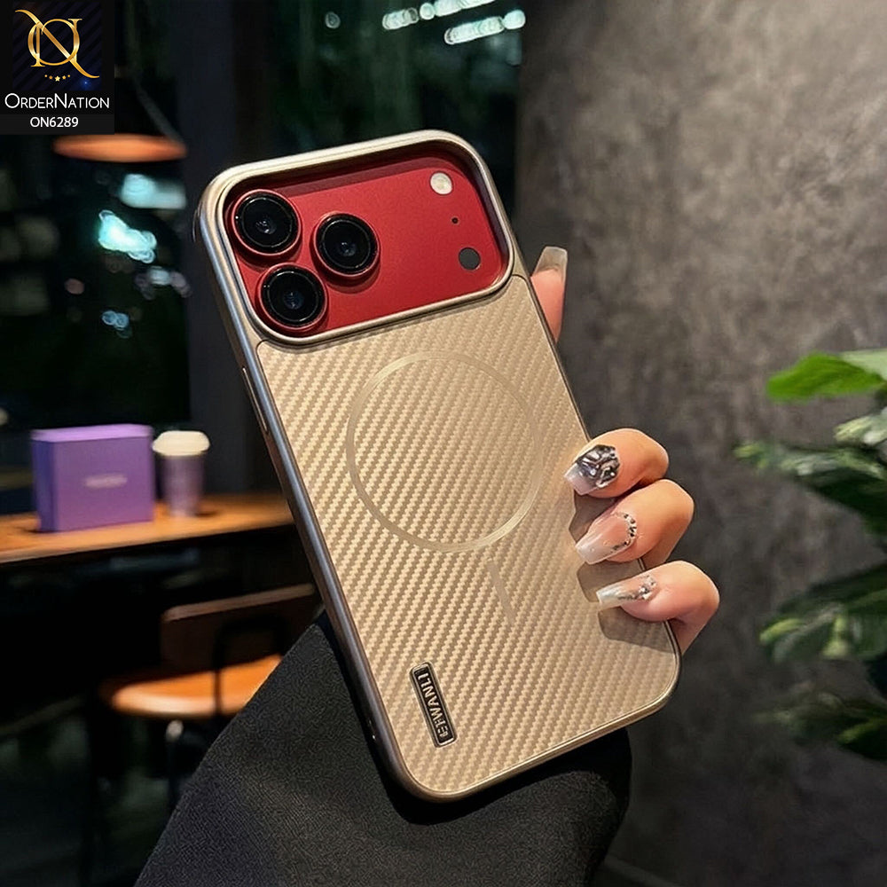 iPhone 18 Pro Max Cover - Brown - Carbon Fiber Texture Phone Case with Integrated Camera Lens Protection