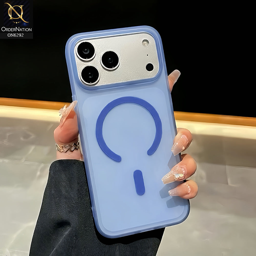 iPhone 17 Pro Max Cover - Blue - Premium Frosted Translucent Phone Case with Circular Ring Design & Raised Camera Protection