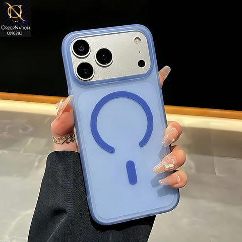 iPhone 17 Pro Max Cover - Blue - Premium Frosted Translucent Phone Case with Circular Ring Design & Raised Camera Protection