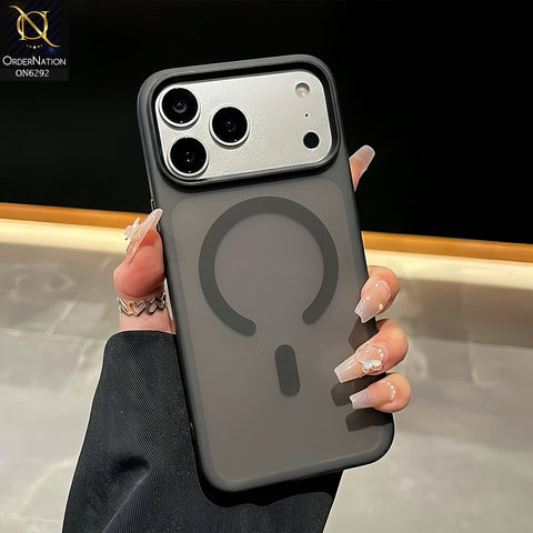 iPhone 17 Pro Max Cover - Grey - Premium Frosted Translucent Phone Case with Circular Ring Design & Raised Camera Protection