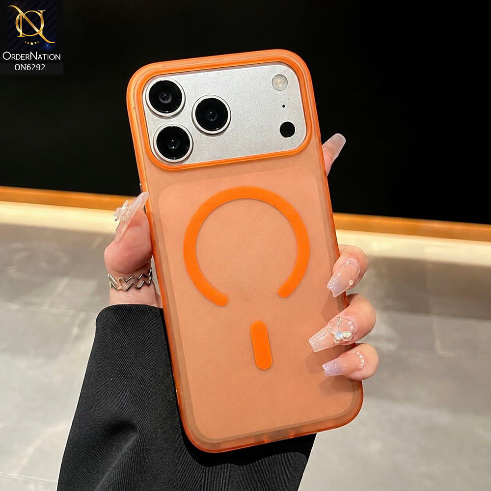 iPhone 17 Pro Max Cover - Orange - Premium Frosted Translucent Phone Case with Circular Ring Design & Raised Camera Protection