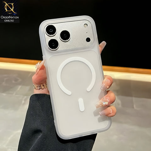 iPhone 17 Pro Max Cover - White - Premium Frosted Translucent Phone Case with Circular Ring Design & Raised Camera Protection
