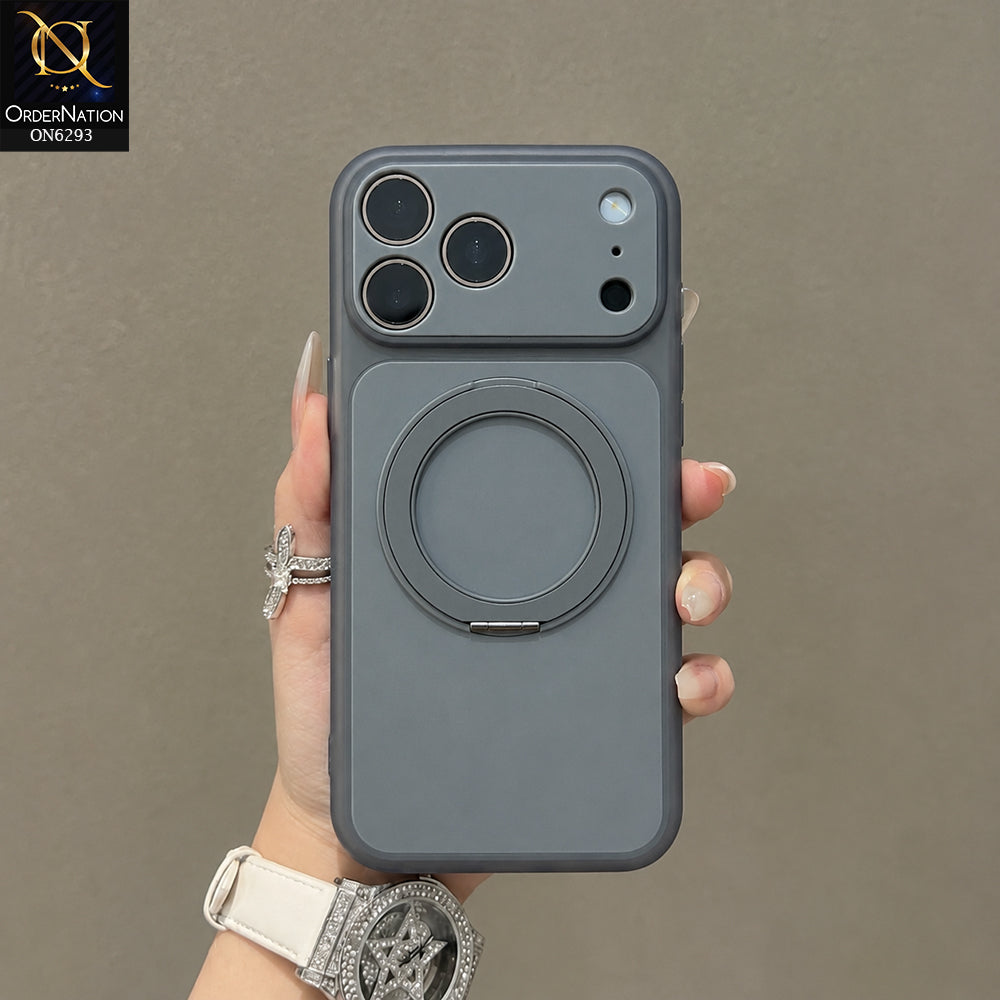 iPhone 17 Pro Max Cover - Grey - Ring Holder Kickstand Phone Case with Camera Protection