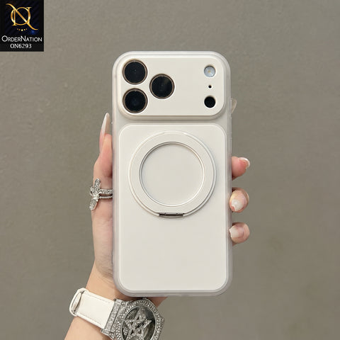 iPhone 17 Pro Max Cover - Off White - Ring Holder Kickstand Phone Case with Camera Protection