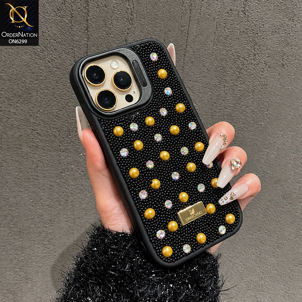 iPhone 16 Pro Max Cover - Black - Luxury Crystal Beaded Phone Case with Rhinestone Embellishments, Premium Protective Cover with Camera Lens Guard