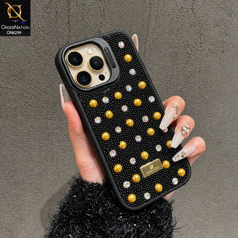 iPhone 16 Pro Max Cover - Black - Luxury Crystal Beaded Phone Case with Rhinestone Embellishments, Premium Protective Cover with Camera Lens Guard