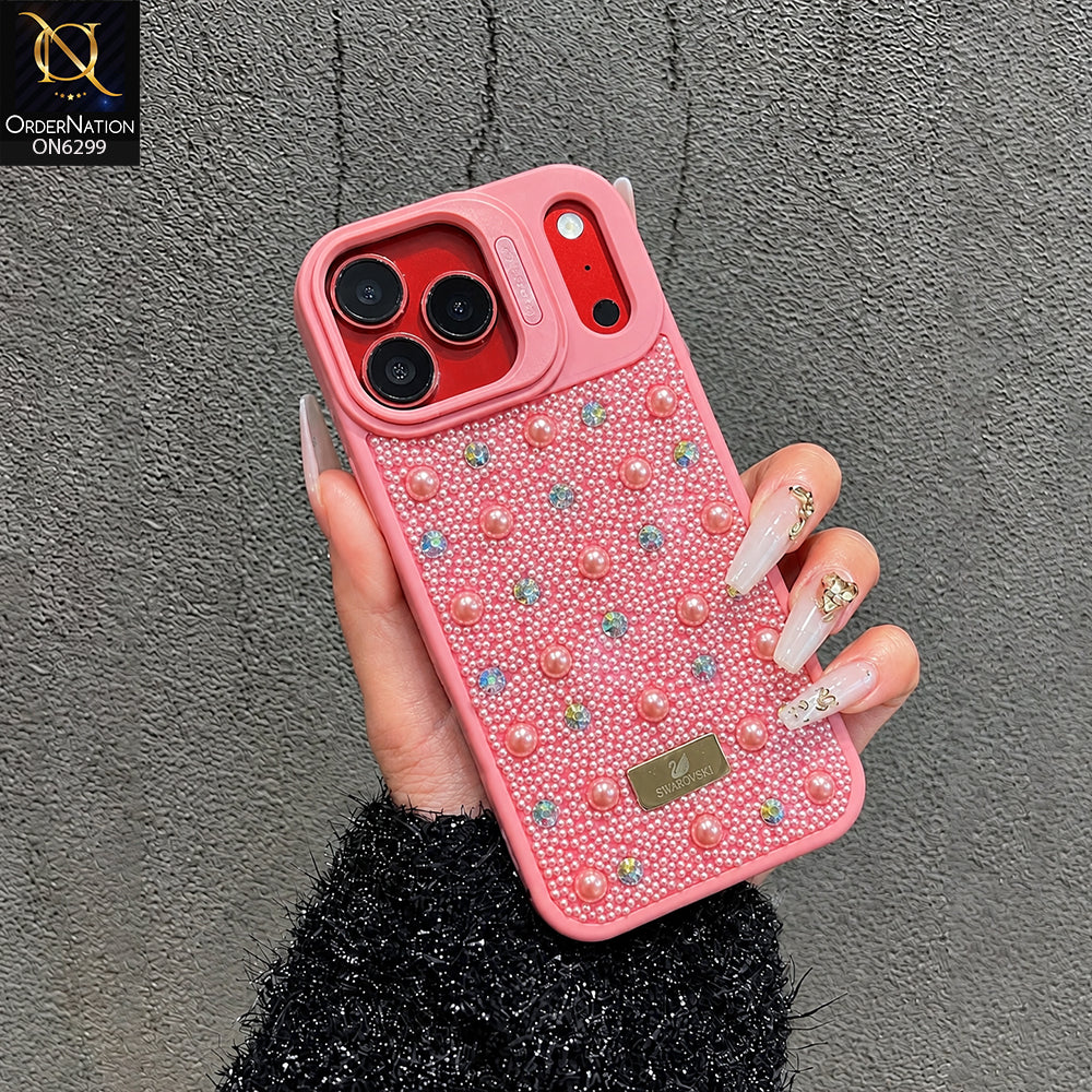 iPhone 17 Pro Max Cover - Pink - Luxury Crystal Beaded Phone Case with Rhinestone Embellishments, Premium Protective Cover with Camera Lens Guard