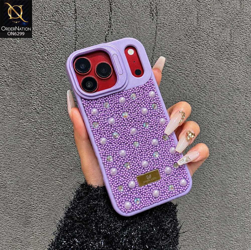 iPhone 17 Pro Max Cover - Purple - Luxury Crystal Beaded Phone Case with Rhinestone Embellishments, Premium Protective Cover with Camera Lens Guard