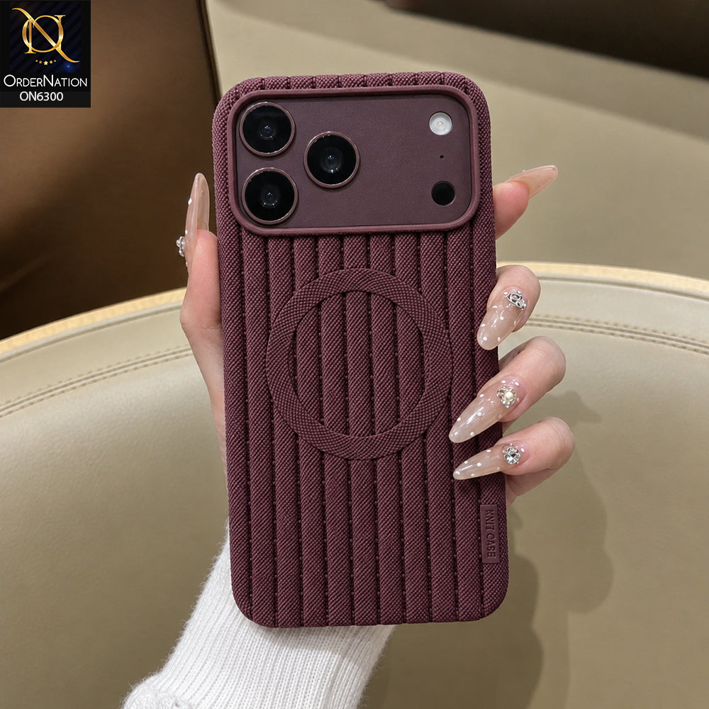 iPhone 17 Pro Max Cover - Cherry - Premium Knitted Fabric Phone Case with Textured Vertical Stripes, Raised Camera Protection & Circular Grip Design