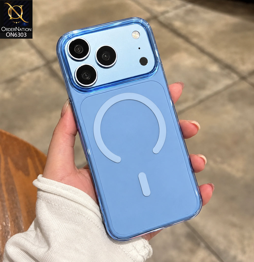 iPhone 17 Pro Max Cover - Blue - Clear Magnetic Phone Case with Circular Ring Design & Shockproof Protective Cover